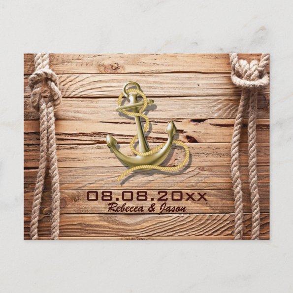 ship dock wood beach anchor nautical save the date announcement postInvitations