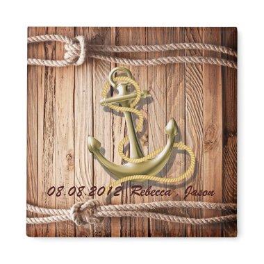 ship dock wood beach anchor nautical save the date magnet