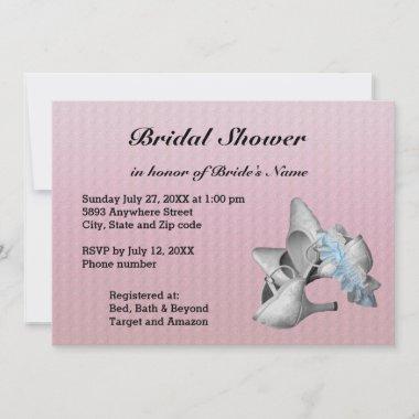 Shoes, Garter Belt & Pink Texture Bridal Shower Invitations