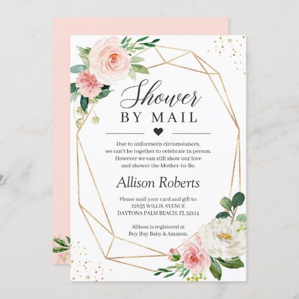 Shower By Mail Blush Pink Floral Gold Geometric Invitations