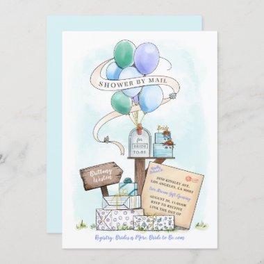 Shower By Mail Virtual Bridal Shower Mailbox Blue Invitations
