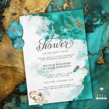 Shower Invite | Modern Turquoise Watercolor Geode
