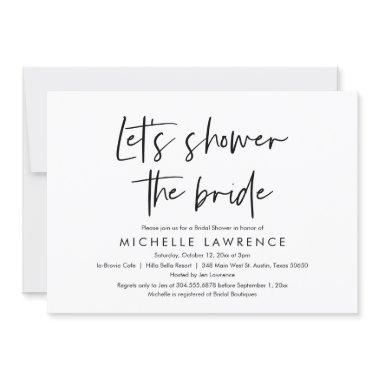 Shower the bride, Modern Casual Bridal Shower Invitations