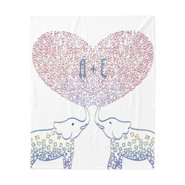 Shower W/ Tons of Love Cute Personalized Elephant Fleece Blanket