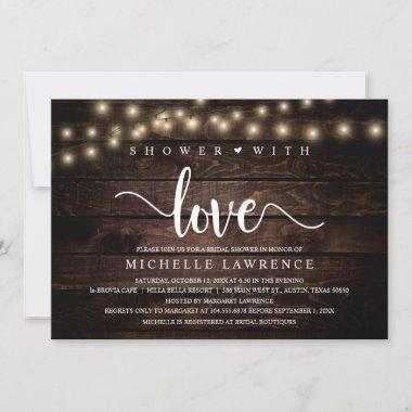 Shower with Love, Rustic Bridal Shower Celebration Invitations