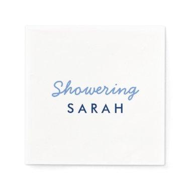 Showering the Mom-To-Be Cocktail Napkins Blue