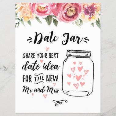 SIGN for game Date Jar, Bridal & Wedding Shower