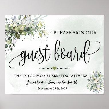 Sign our Guest board wedding eucalyptus succulent