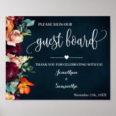 Sign our Guest Board Wedding Wine Navy Sign