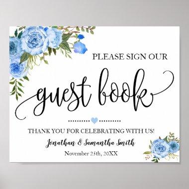 Sign our Guest book wedding shower blue floral
