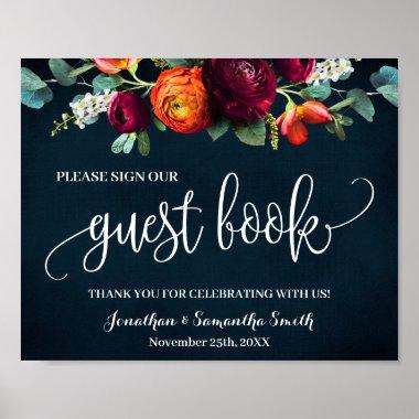 Sign our Guest Book Wedding Wine Navy