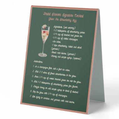 Signature Cocktail Green Tea Strawberry Fizz Table Tent Sign