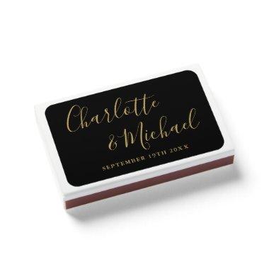 Signature Script Black And Gold Wedding Favors Matchboxes