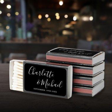 Signature Script Black And White Wedding Favors Matchboxes
