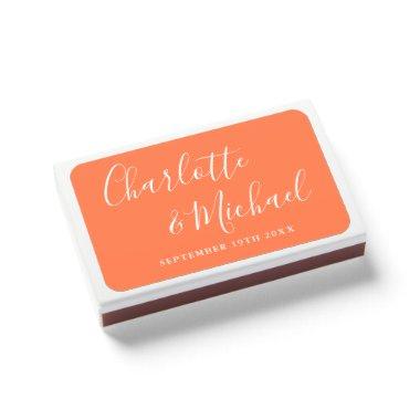 Signature Script Coral Wedding Favors Matchboxes