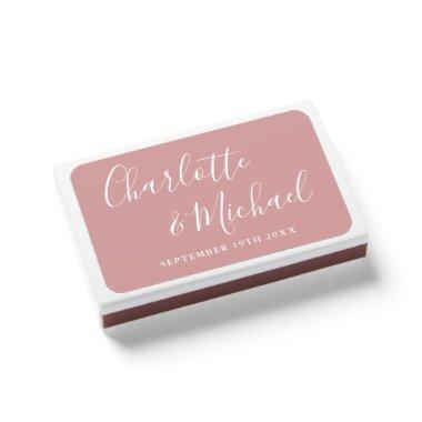 Signature Script Dusty Rose Wedding Favors Matchboxes