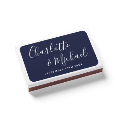 Signature Script Navy Blue Wedding Favors Matchboxes