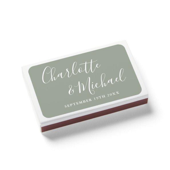 Signature Script Sage Green Wedding Favors Matchboxes