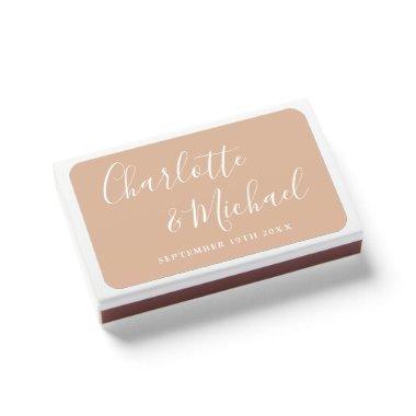 Signature Script Tan Taupe Wedding Favors Matchboxes