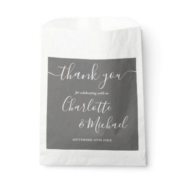 Signature Script Wedding Gray And White Thank You Favor Bag
