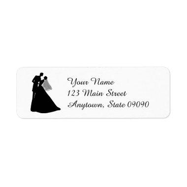 Silhouette Bride & Groom Address Label (Black)