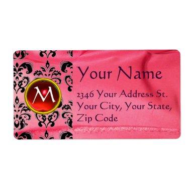 SILK DAMASK GEM blue pink Label