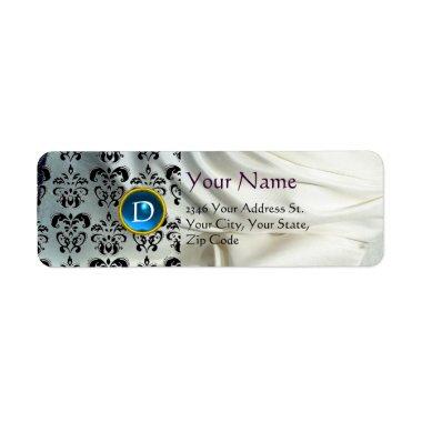 SILK DAMASK GEM blue white Label