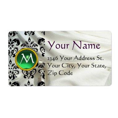 SILK DAMASK GEM green white Label
