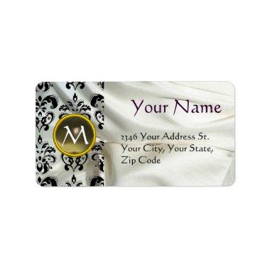 SILK DAMASK GEM grey white Label