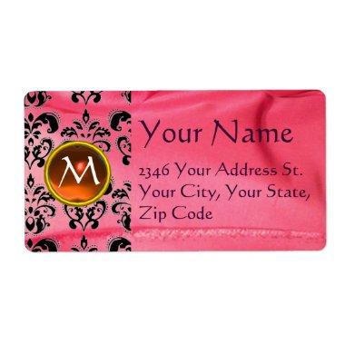 SILK DAMASK GEM orange pink Label