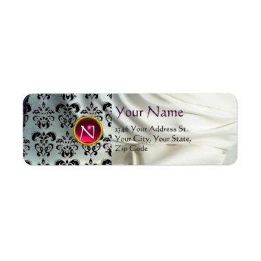 SILK DAMASK GEM pink white Label