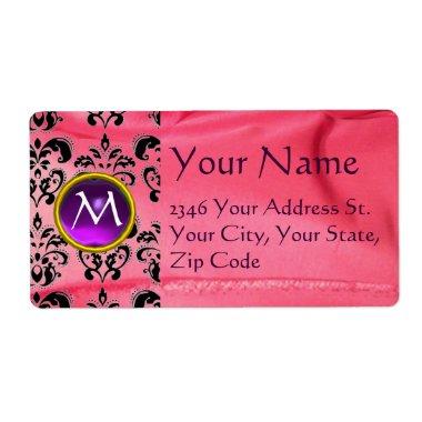 SILK DAMASK GEM purple pink Label