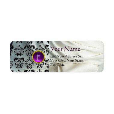 SILK DAMASK GEM purple white Label