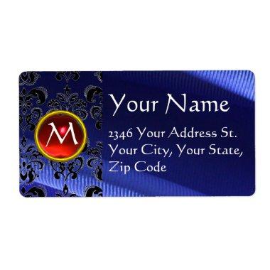 SILK DAMASK GEM red electric blue Label