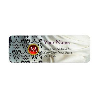 SILK DAMASK GEM red white Label