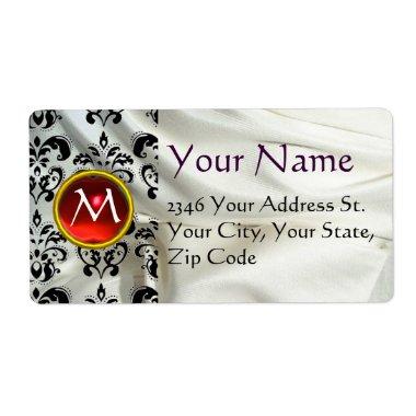 SILK DAMASK GEM red white Label