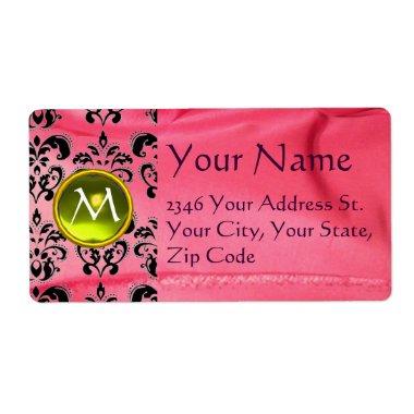 SILK DAMASK GEM yellow pink Label