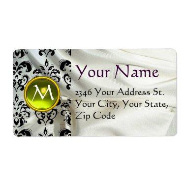 SILK DAMASK GEM yellow white Label