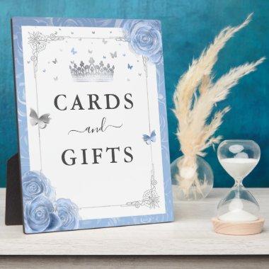 Silver and Baby Blue Roses Invitations and Gifts Sign Plaque