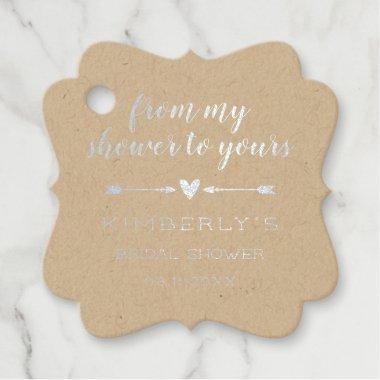 Silver Arrows From My Shower To Yours Foil Favor Tags