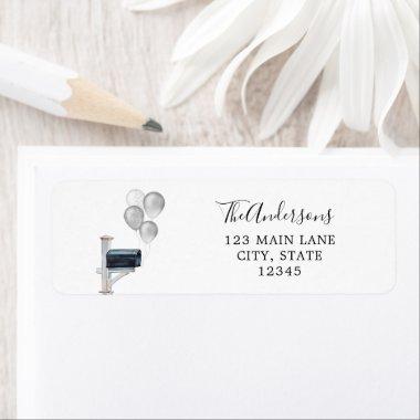 Silver Balloons in Mailbox Label