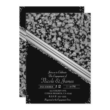 Silver & Black Elegant Glam Engagement Party