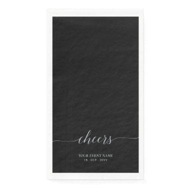 Silver & Black Elegant Script Cheers Event Party Paper Guest Towels