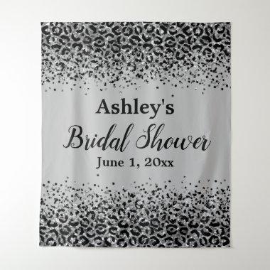 Silver Black Leopard Bridal Shower Backdrop Prop