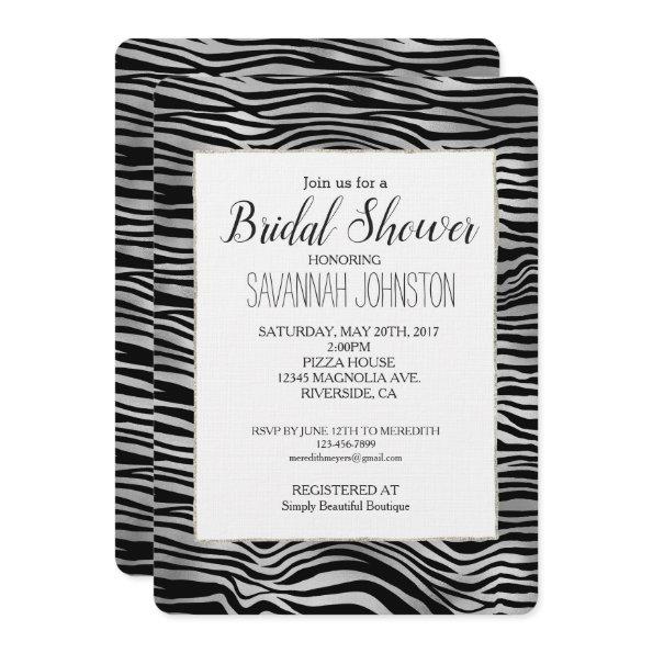 Silver Black Zebra Print