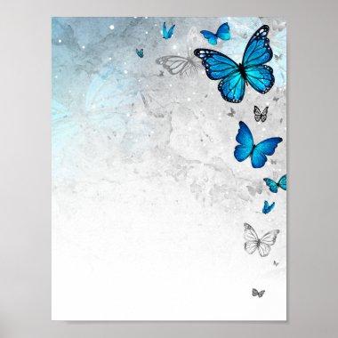 Silver Blue Butterfly Stationery Template Download Poster