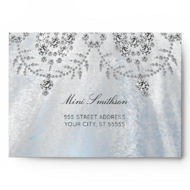 Silver Blue Dress Wedding Royal Sweet 16th 15th Envelope