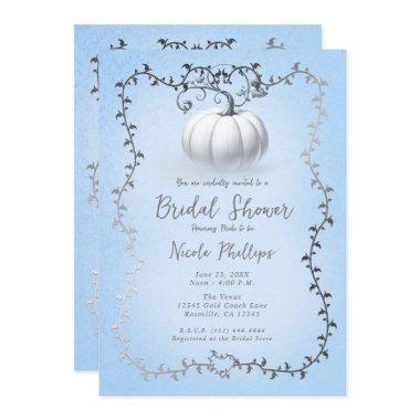 Silver & Blue Storybook White Pumpkin Bridal