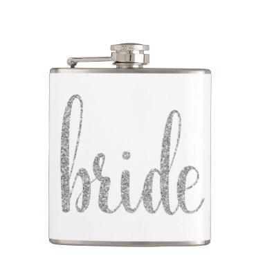Silver bride flask, glitter font flask