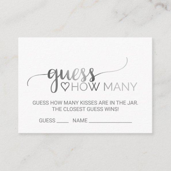Silver Calligraphy Guess How Many Kisses Invitations
